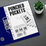 G4GADGET Pack of 50 A4 Clear Plastic Punch Pockets 30 micron view 7
