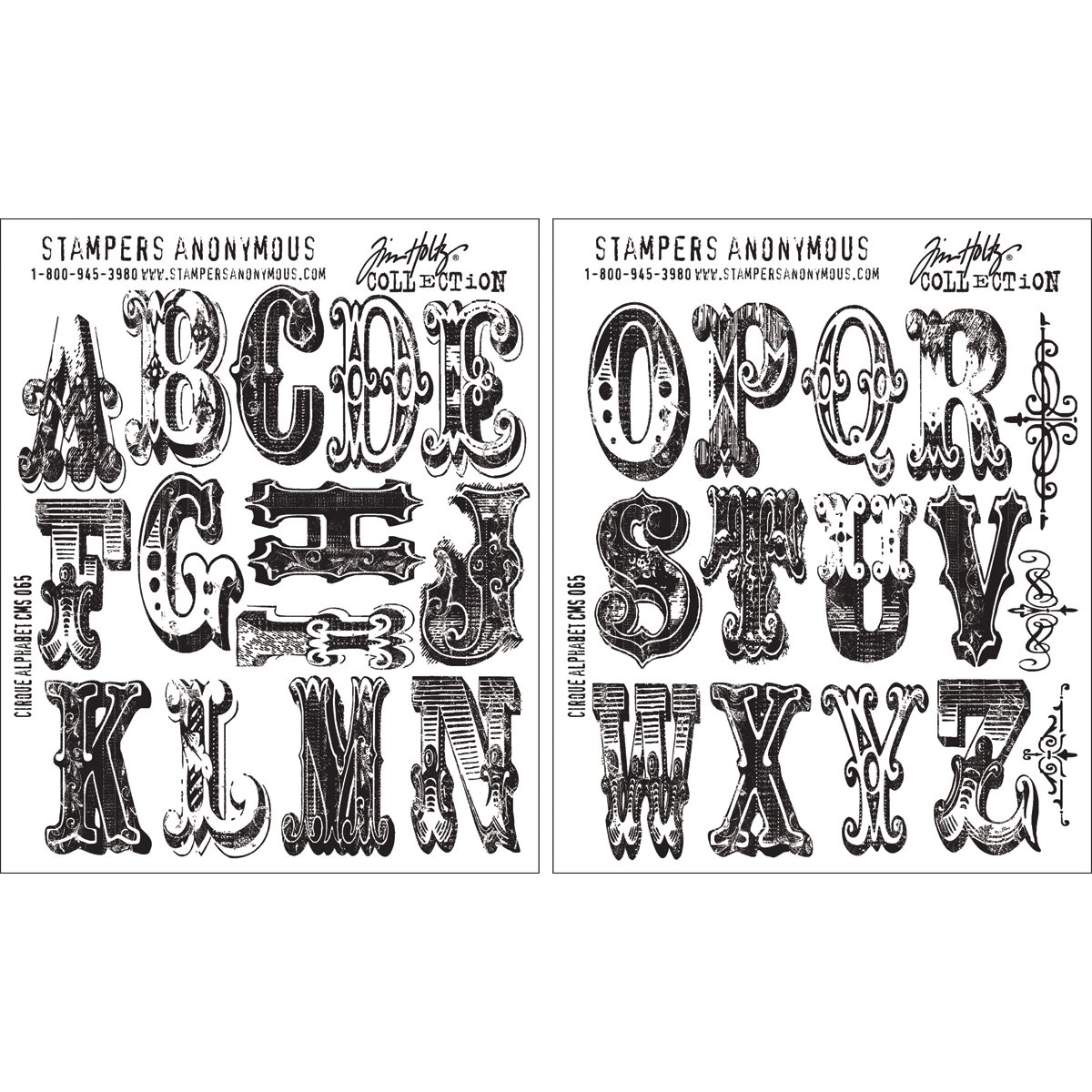 Stampers Anonymous Tim Holtz Cling Stamps 7"X8.5", Cirque Alphabet