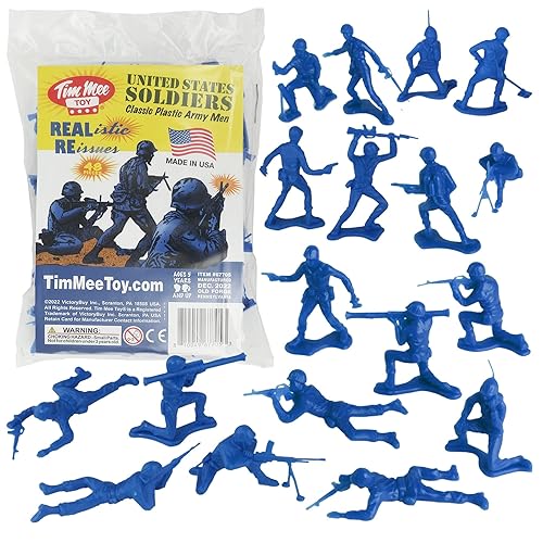 TimMee Plastic Army Men Blue 48pc Toy Soldier Figures Made in