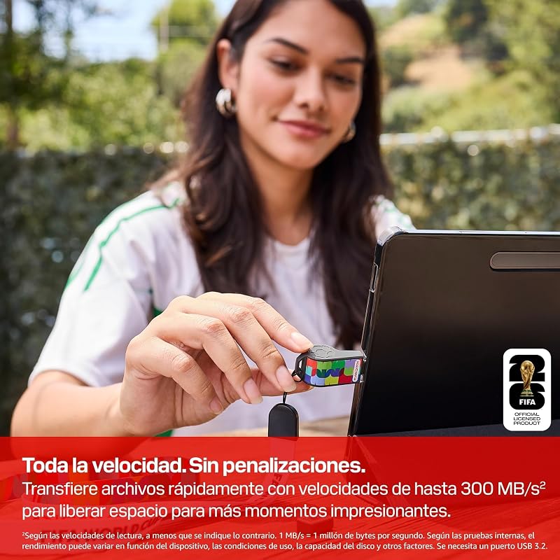 Unidad Flash USB-C edición FIFA World Cup 2026 Global de 64 GB (de hasta 300 MB/s de Velocidad de Transferencia, la aplicación SANDISK Memory Zone)