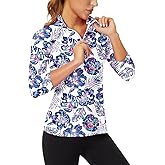 Soneven Womens 3/4 Sleeve Shirt UPF 50+ Moisture Wicking Golf Polo Shirt for Casual Work