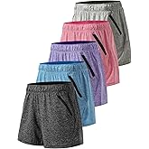 Liberty Imports 1 or 5 Pack Womens Workout Gym Shorts with Zipper Pockets, Ladies Casual Lounge Wear Active Athletic Apparel