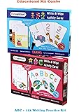 funvention- for little scientist in every kid numbers and alphabets write and wipe activity writing and counting practice cards learning games, educational toys for children 3-6 years combo of 2- Multi color