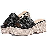 EQAUDES Platform Slip on Espadrille Sandals for Women Summer Wedges Slides -Flatform, Open Toe, Bohemia, Beach, Wedding