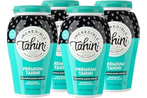 Incredible Tahini Classic Natural Sesame Butter | Plant-Based & Classic Tahini Paste for Salad Dressing and Hummus | Certified Kosher and Peanut Free Ground Sesame Seed Vegan Dip – 4 Pack 16oz