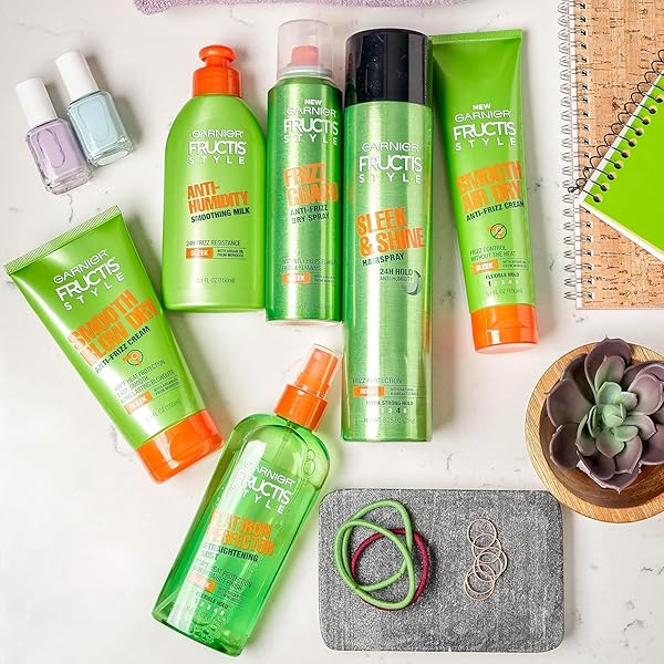 GARNIER FRUCTIS STYLE SLEEK AND SHINE ANTI-HUMIDITY HAIRSPRAY, ULTRA STRONG HOLD, FRIZZ PROTECTION 8.25 OZ, 1 COUNT (PACKAGING MAY VARY)