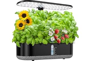 HYPOACE Hydroponics Growing System with LED Grow Light, 14 Pods Indoor Herb Garden Full Spectrum Rotatable Light Panel, Auto On Off Timing 12 14 16Hrs, 5L Water Tank, Harvest Fresh Veggie Lettuce Basil Tomato