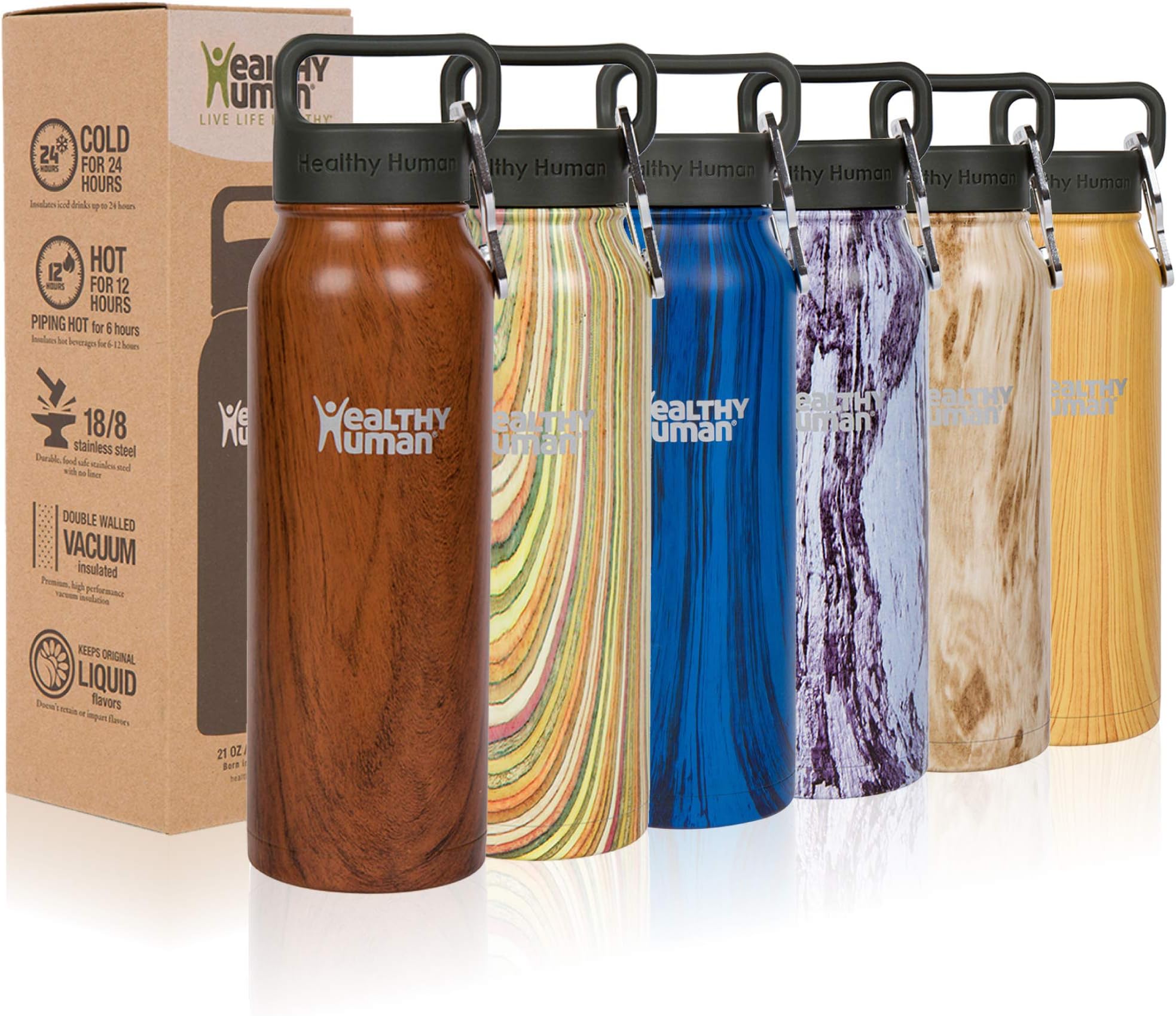 Healthy Human Water Bottle, BPA Free Sports Travel Stainless Steel Insulated Water Bottles