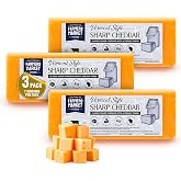 Farmers Market Vermont Extra Sharp Cheddar Wisconsin Cheese, 3 Pack | Extra Sharp Vermont Cheddar Blocks for Charcuterie Board and Cheese Platters - Gluten Free, Low Carb, Keto and Paleo