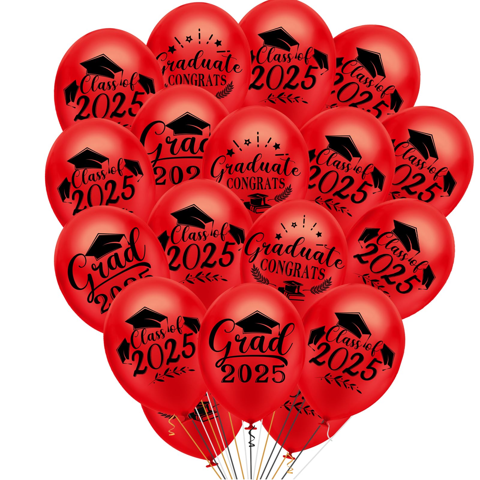 PLULON 18Pcs Graduation Balloons, Class of 2025 Congrats Balloons Red ...