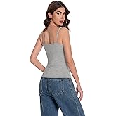 LuneNuelle Women Camisole Tank Top - Built-in Bra Adjustable Spaghetti Strap Scoop Neck Padded Casual Basic Cami Shirt