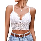 Avidlove Lace Bralettes for Women V Neck Spaghetti Strap Bra Unpadded Tops Sexy Cami Crop Top Going Out Lingerie