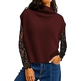 TIQOJE Women’s Oversized Knit Sleeveless Sweater Vest High Neck Pullover Ribbed Top Casual Fall Layering Knitwear
