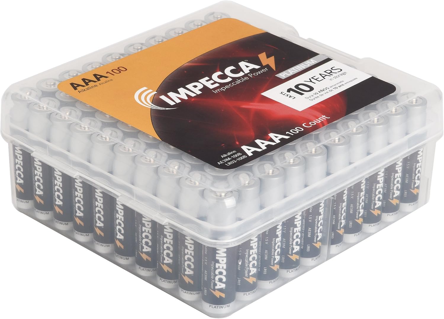 IMPECCA AAA Batteries, All Purpose Alkaline Batteries (100-Pack) High Performance AAA Battery Long Lasting Shelf Life and Leak Resistant 100-Count LR3 - Platinum Series (Case Included!): Home Audio & Theater