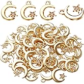 BronaGrand 50pcs Alloy Star Moon Charms Crystal Rhinestone Celestial Crescent Pendants Charms Jewelry Making Accessories for DIY Earrings Bracelet Necklace Crafts Designs