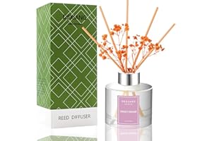 DEXIANG Reed Diffuser Set - 3.38 fl oz Sweet Dream Premium Scented Oil with Preserved Baby's Breath & Cotton 6 Sticks | Long-Lasting Aromatherapy for Home, Bedroom, Bathroom, Office Home Decor