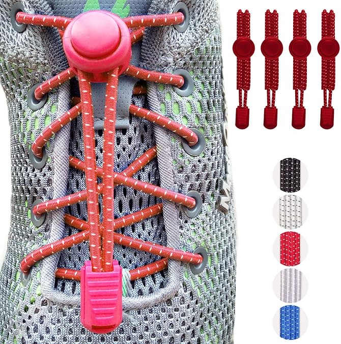 2 Pairs No Tie Shoelaces for Kids and Adults (47 inch) Red Shoe Laces