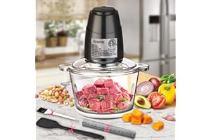 AOSION Electric Food Processor,8 Cup food Chopper,Vegetable Chopper & Meat grinder 350W with 2L Glass Bowl Grinder with 2 Speed for Baby Food/Meat/Fruits/Nuts.