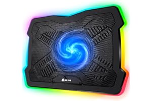 KLIM Ultimate - RGB Laptop Cooling Pad with LED Rim - New 2024 - Gaming Laptop Cooler - USB Powered Fan - Very Stable and Silent Laptop Stand - Compatible up to 17" - PC Mac PS5 PS4 Xbox One