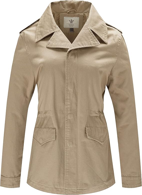 WenVen Women's Spring Military Casual Cotton Anorak Jacket with