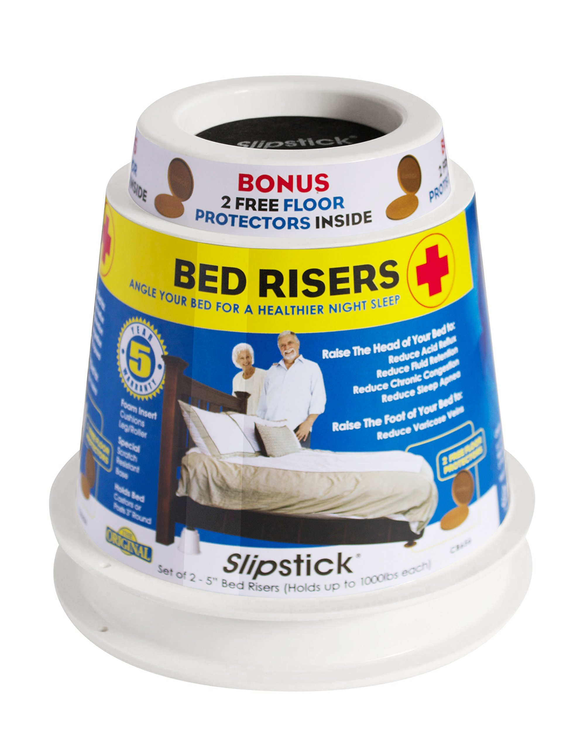 Slipstick CB656 5 Inch Incline Bed Risers for Acid Reflux / GERD Relief (Set of 689988441403 eBay