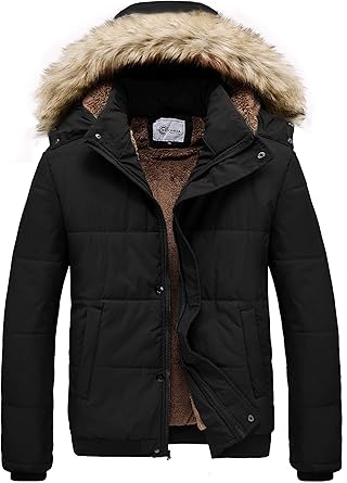 mens puffer jacket with fur hood