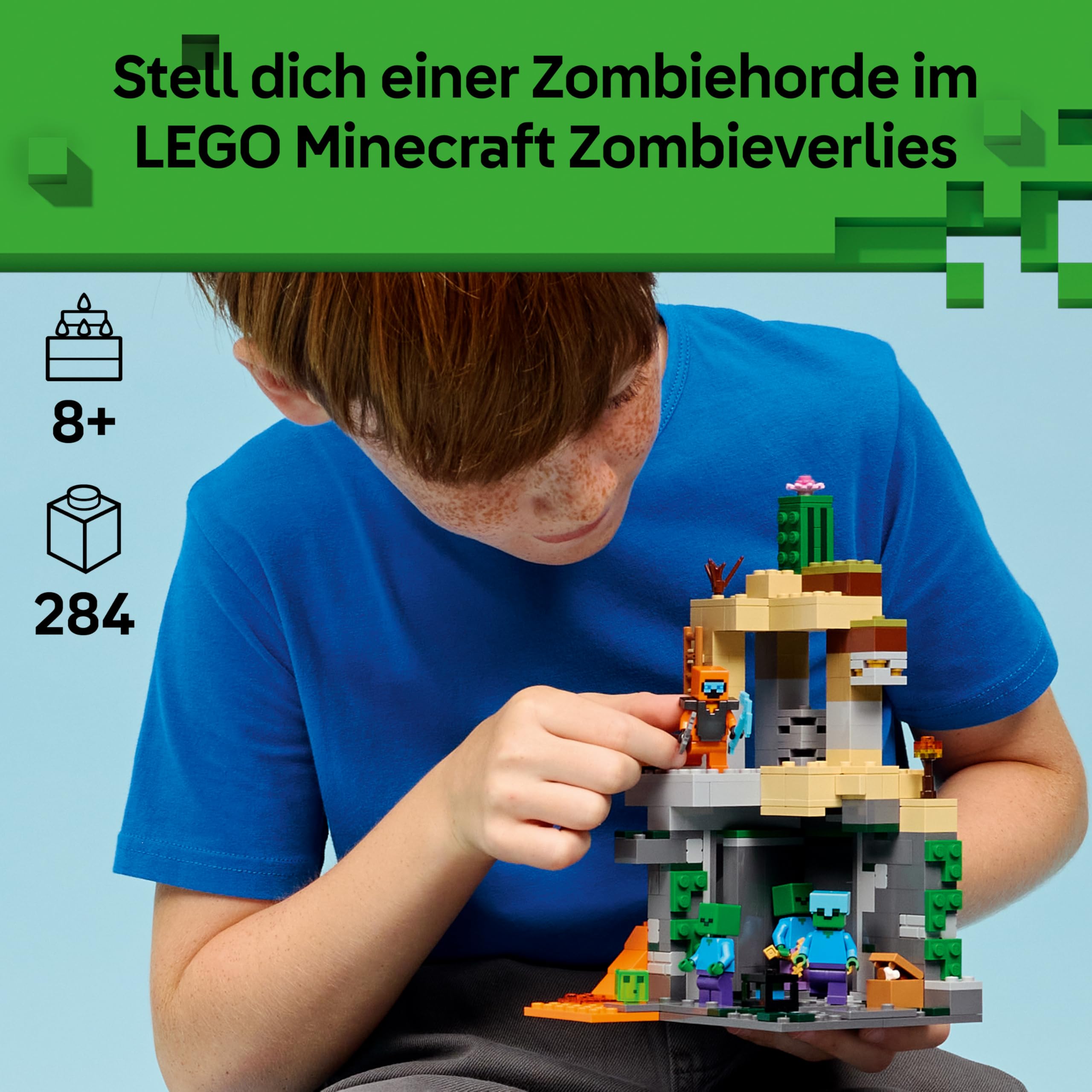 LEGO Minecraft Zombieverlies - Bauspielzeug für Rollenspiele - Minecraft-Spielset für Jungen und Mädchen ab 8 Jahren mit 3 Zombies, einem Krieger und Videospielzubehör - 21587 2