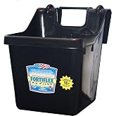 Fortiflex Hook Over Fence Feeder for Dogs/Cats and Horses, 16-Quart, Black