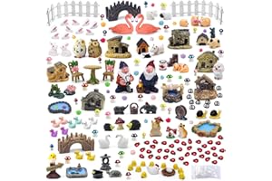 Tardigrade 200 Pieces Fairy Garden Accessories, Fairy Garden Kit, Fairy Tiny House, Miniature Gnome Figurines, Micro Landscape Ornaments DIY Mini Garden Outdoor Decor Resin Multi Color