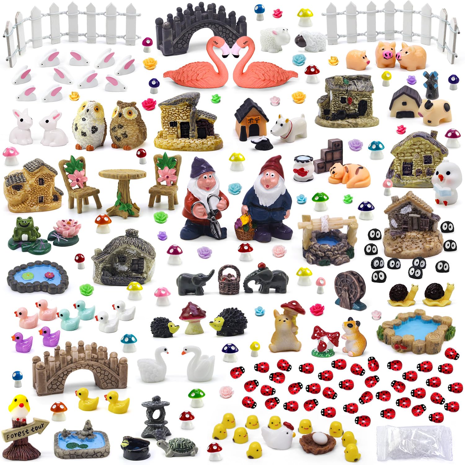 Photo 1 of Tardigrade 200 Pieces Fairy Garden Accessories, Fairy Garden Kit, Fairy Tiny House, Miniature Gnome Figurines, Micro Landscape Ornaments DIY Mini Garden Outdoor Decor Resin Multi Color
