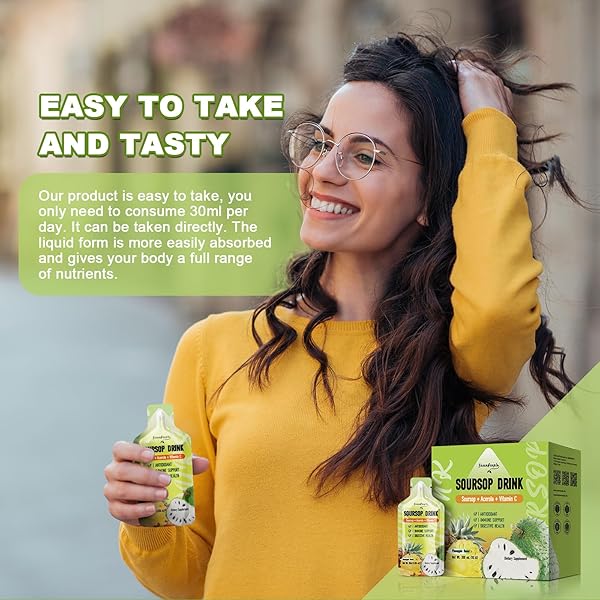 GREENPEOPLE SOURSOP & ACEROLA LIQUID SUPPLEMENT DRINK,SOURSOP BITTERS LIQUID,IMMUNE BOOSTING VITAMIN C DRINK,FAST ABSORPTION,VEGAN,NON-GMO,10 PACKETS