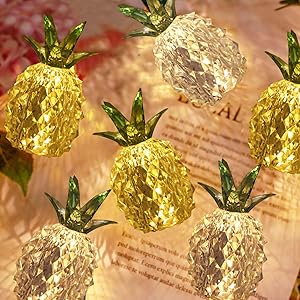 Pineapple Decor Night Lights for Bedroom, Table Centerpiece Led Lamps, Figurines Collectibles for Kids Girl Friend, 2 Pack