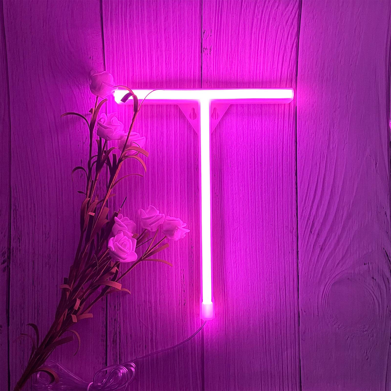ENUOLI Light Up Letters Neon Signs, Pink Alphabet Neon Lights Wall Decor for Home, Birthday Party, Bar, Valentine’s Day Word-Pink Letter (T)
