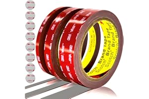 CCHUIXI Double Sided Tape Heavy Duty, Foam Tape. (1/4in,1/2in,1in) x 10 ft, Made of 3M Foam Tape. for Wall Photo Frame, Car Decoration, LED Strip Light. Waterproof Mounting Tape