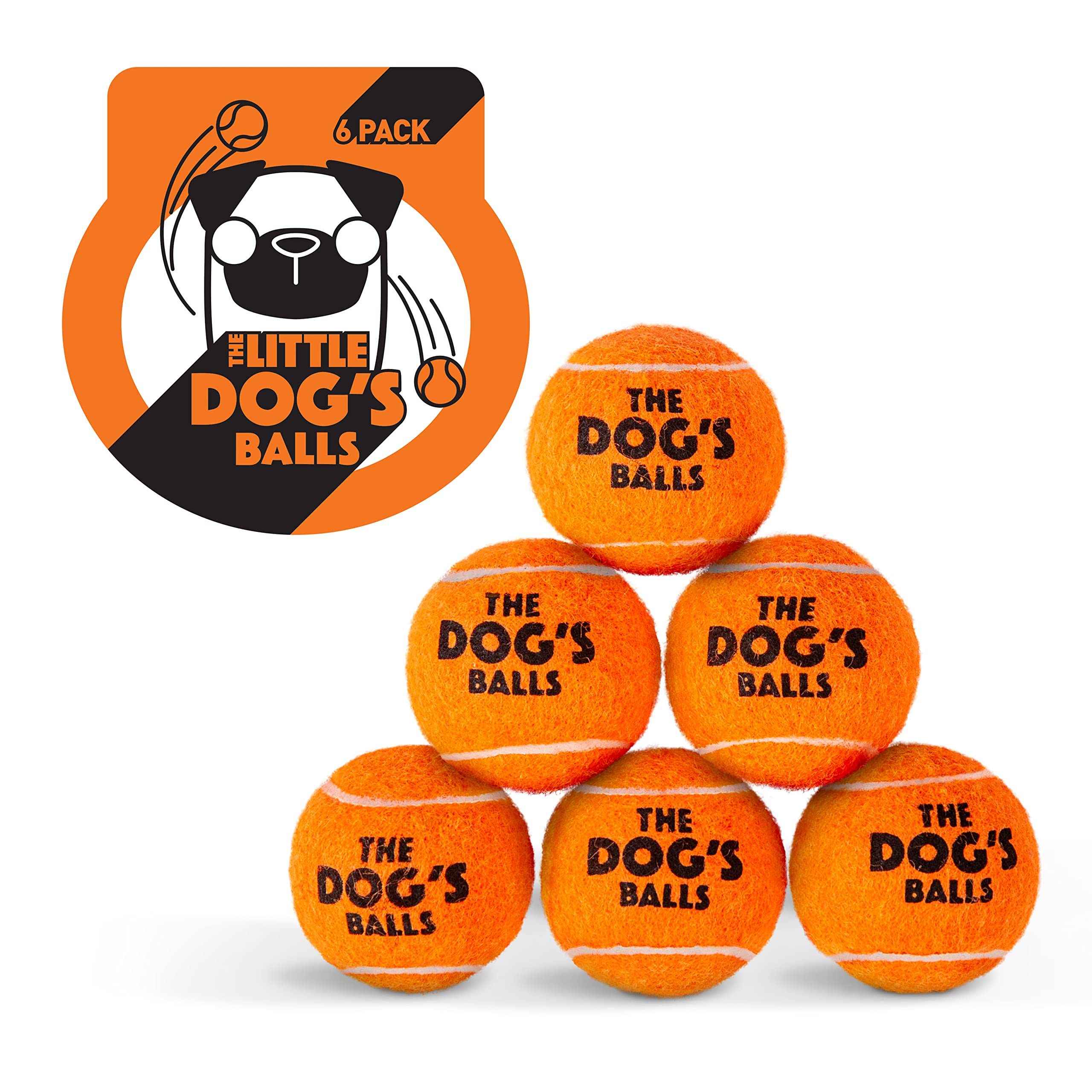 The Dog's Balls – Dog Tennis Balls, Orange, Small, 6‑Pack