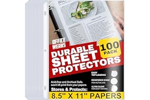 Clear Sheet Protectors, 8.5x11 Inch for 3 Ring Binder, Plastic Sheet Sleeves, Top Loading Paper Protector with Reinforced Hol