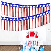 2 Strings Total 39.4 ft Patriotic Tinsel Garland β Each 19.7ft Red White and Blue Stars Fringe Garland for 4th of July, Memorial Day, Parade Float, and Party Decorations