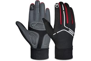 Souke Sports Winter Thin Cycling Gloves, Men Women Lightweight Thermal Padded Bike Gloves, Touchscreen Waterproof for Riding 