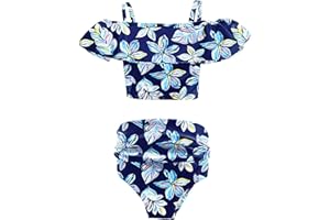 DNFUN Girls Bathing Suits Two Piece Kids Swimsuits Summer Beach Swimwear 3-14 Years
