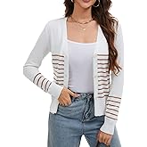 LUXEBOLD Women Striped Cardigan Sweaters Button Down V Neck Open Front Long Sleeve Knit Sweater Fall Trendy Lightweight Coat