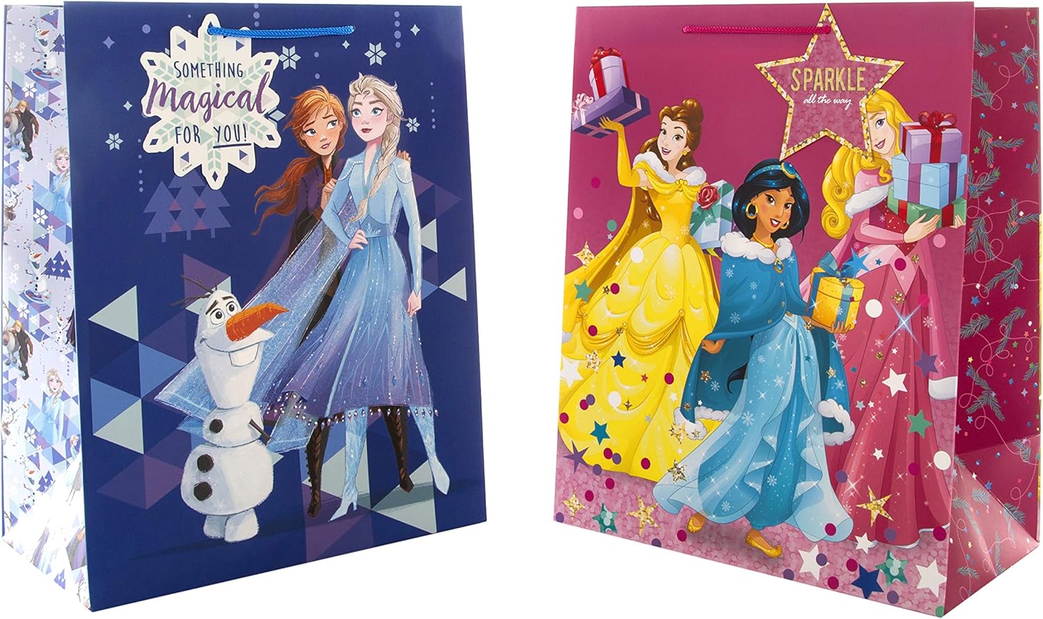 Large Christmas Disney Gift Bag Pack from Hallmark Pack of 2 Frozen and Disney Princess