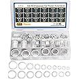 Crush Washer Oil Drain Plug - 568 Pieces 18 Sizes Aluminum Automotive Engine Oil Pan Drain Plug Gasket Assortment Kit (M6 M8 M10 M12 M14 M16 M18 M20 M22 M24)