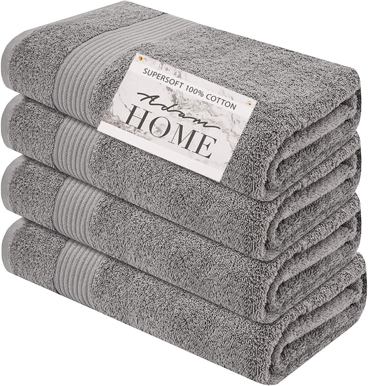 Adam Home Soft Cotton 600 GSM Thicker & Heavier Towels Set - Bath Towels, Bath Sheets, Hand Towels - High Absorbent Quick Dry - Ideal Quality For Home, Spa and Hotel - PACK OF 4