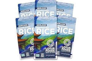 Lotus Foods Heirloom Forbidden Rice - Black Rice, Purple Rice, Black Rice Bulk, Gluten Free Heirloom Rice, Whole Grain, Non GMO, Vegan - 15 Oz Bag (Pack of 6)