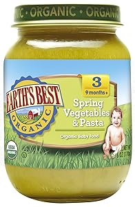 Earth's Best Organic Stage 3 Baby Food, Spring Vegetables and Pasta, 6 oz. Jar