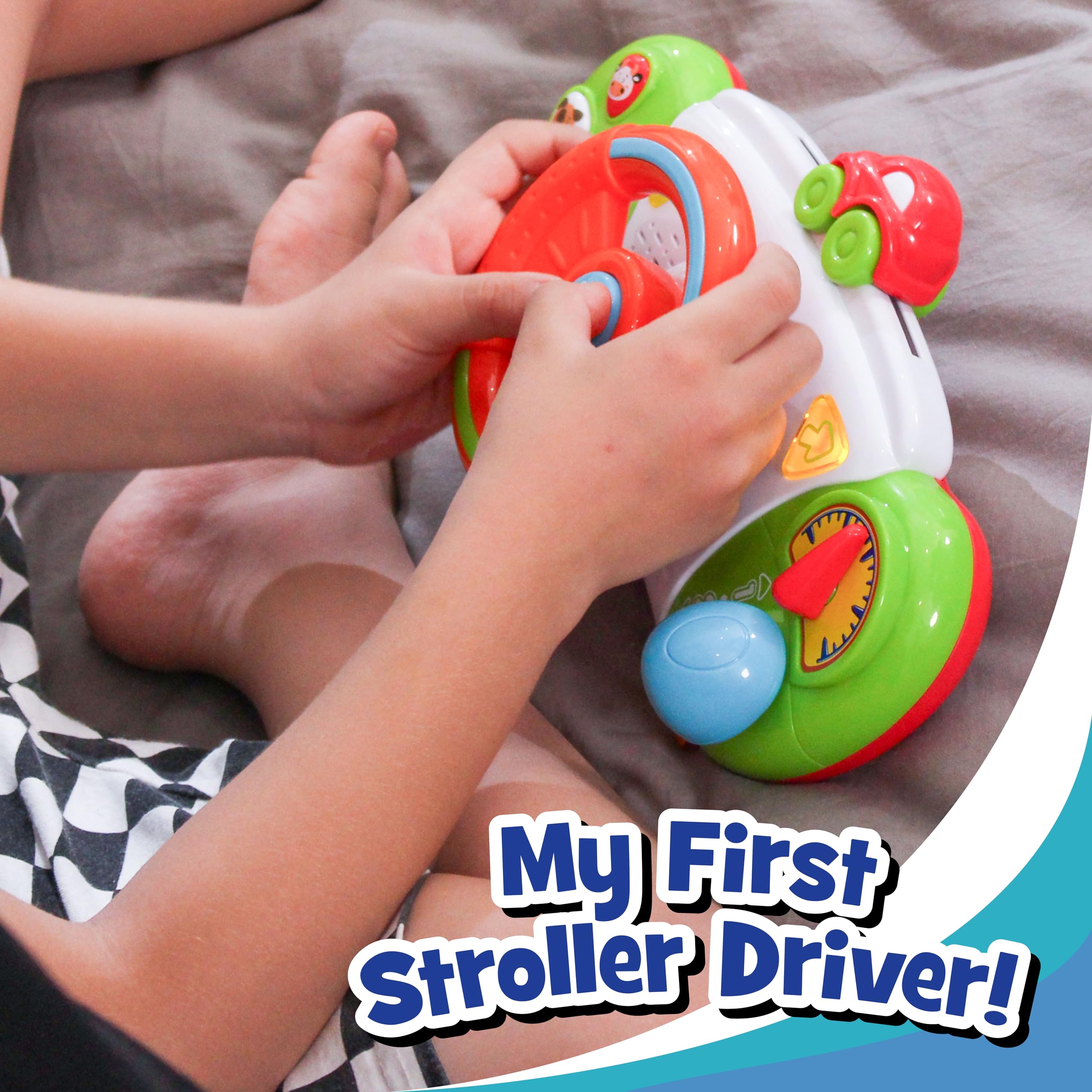 HAP-P-KID My First Baby Stroller Toy, Toddler Steering Driving Wheel, Car Seat Educational Learning Driver Toys, Pretend Drive Dashboard, Infant Baby Preschool Gift 6 7 8 9 10 11 12 Month 1 Year Old