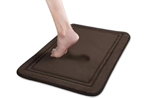 ITSOFT Memory Foam Bath Mat Non Slip Absorbent Super Cozy Velvet Bathroom Rug Carpet, Machine Washable, 24 x 16 Inches Chocolate Brown