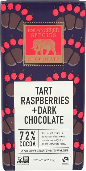 Endangered species chocolate Dark chocolate with raspberries bar Natural - grizzly (037014242287)