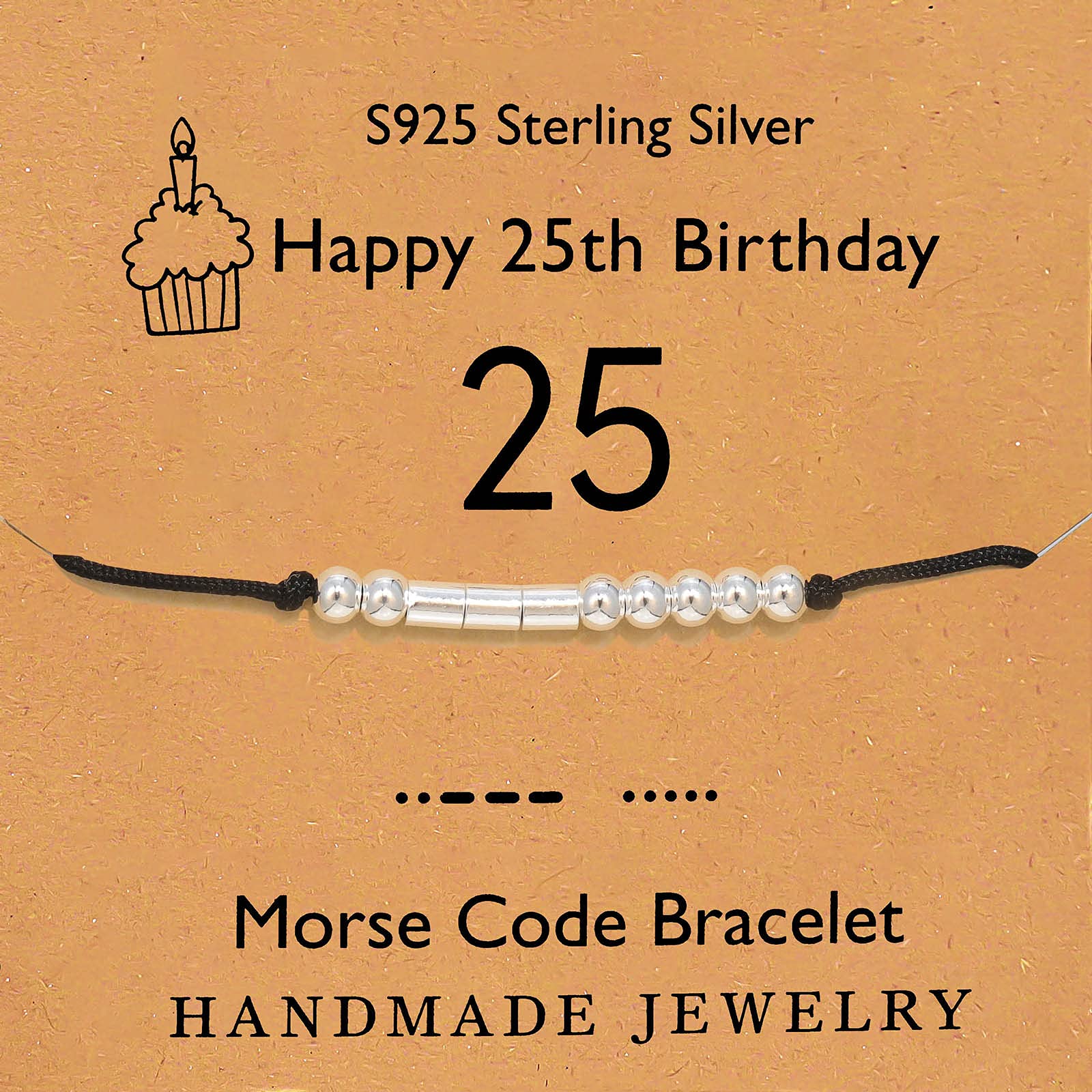 Chamqueen Morse Code Bracelet Handmade Birthday Gifts Sterling Silver Jewelry for Women Girls 25th.