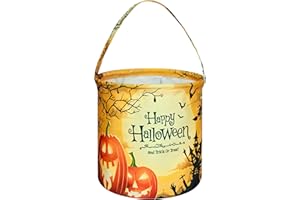 FUULOXE Halloween Trick or Treat Bags Candy Bucket for Kids ReusableTote Bag with Handles Best Gift Bakset for Halloween Party Supplies